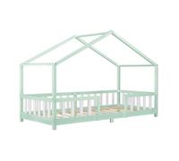 Cama para niños treviolo forma de casa pino 90x200 cm verde menta / blanco [en.casa]