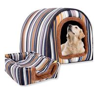 Cama para perro 2 en 1, cama cálida lavable, cueva grande para mascotas, impermeable, casa de lujo para mascotas, extraíble, antiansiedad, iglú, camas para gatos para interiores y exteriores (90 x 68