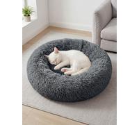 Cama para perro calmante, Donut Anti Ansiedad, cama para mascotas lavable, cómoda cama para perros pequeños y medianos alivio del dolor y sueño mejorado (50 cm, gris oscuro)