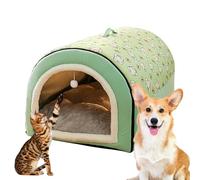 Cama para perro, cama desmontable 2 en 1 con colgante de bola, para gatos de interior, escondite, cuevas para gatos de interior, perro cálido con cueva cubierta para perros grandes