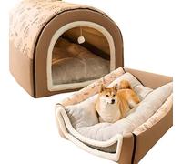 Cama para perro, cueva grande para mascotas, 2 en 1, casa para perro, gato, iglú, colchoneta cómoda para mascotas, saco de dormir acogedor para perros, nido cálido de invierno para cachorros con cojín