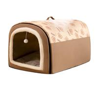 Cama para perro, cueva grande para mascotas, 2 en 1, iglú, acogedor saco de dormir para perros, cálido nido de cachorro de invierno con cojín desmontable, plegable y lavable (S: 40 x 35 x 35 cm