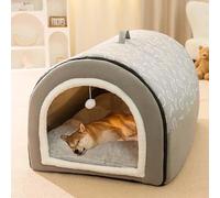 Cama para perro, cueva para mascotas, saco de dormir 2 en 1 iglú acogedor para perros, cálido nido de cachorro con cojín desmontable