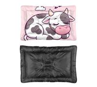 Cama para perro de vaca manchada durmiendo, cama para mascotas, tapete antideslizante portátil, grande, lavable, multiescenario, ropa de cama para mascotas, cama impresa para perros, tamaño grande, 60