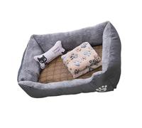 Cama para perro para perros pequeños, cama para perros relajantes, cama para perros pequeños y gatos con manta | Sofá cama rectangular suave para gatos y perros, con alfombra refrescante, manta y
