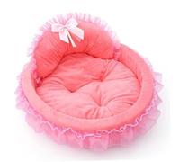 Cama para Perro Princesa, Bonita y Suave Cama con Lazo de Encaje para niña, con Soporte para la Cabeza, cálida, para el hogar, para Gato Princesa de 19 Pulgadas, Bonita para Gato, par