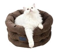 Cama para perro, sofá de forro polar suave con borde elevado, camas ortopédicas redondas lavables para mascotas, cómodo cojín calmante para gatitos, gatos, Navidad, invierno, interiores y exteriores