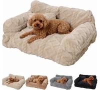 Cama para perros al aire libre, sofá relajante de felpa con funda extraíble, cama ortopédica para perros, alivia el dolor de artritis, tan cálido como el abrazo de una madre (beige, XL)