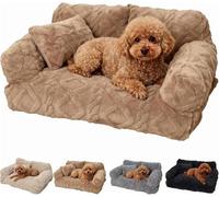 Cama para perros al aire libre, sofá relajante de felpa con funda extraíble, cama ortopédica para perros, alivia el dolor de artritis, tan cálido como el abrazo de una madre (caqui, XL)