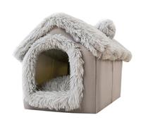 Cama para Perros Cerrada Cama para Perros De Felpa Suave Y Cálida con Funda Cueva Extraíble Lavable Interior Tienda De Campaña para Mascotas Casa Acogedora Cabaña para Dormir con Capucha para Ga