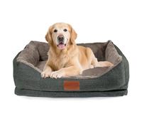 Cama para Perros con Tejido de sofa tacto al lino grueso, Lavable a Máquina, Antideslizante, Transpirable, Disponible en Varios Tamaños y Colores,relleno de fibra huesca virgen, Cama para Mascotas