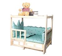 Cama para perros de madera maciza de lujo, con diseño de cubierta superior: se puede almacenar comida para perros, ideal para que duerman cachorros de perros pequeños y grandes, tapete lavable vision
