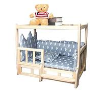 Cama para perros de madera maciza de lujo, con diseño de cubierta superior: se puede almacenar comida para perros, ideal para que duerman cachorros de perros pequeños y grandes, tapete lavable vision
