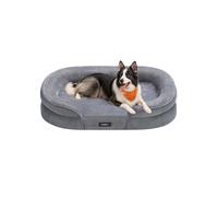 Cama para Perros Grandes 91 x 68 x 18 cm Funda Extraíble y Lavable Gris Claro