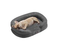 Feandrea Cama para Perros Medianos, 76 x 51 x 18 cm, Ortopédica, Espuma de Nido de Abeja, Forro Repelente al Agua, Bordes Elevados, Funda Extraíble y Lavable, Gris Pizarra PGW281GN01