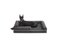 Feandrea Cama Ortopédica para Perros, Sofá, Cama para Mascotas, Acolchado Suave, Bordes Elevados, Funda Extraíble y Lavable, 122 x 85 x 20 cm, Antideslizante, Gris Osucro PGW078G01