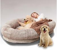 Cama para perros humanos para adultos, cama gigante lavable esponjosa con manta, cama grande y cómoda para perros, perfecta para relajarse y siestas acogedoras