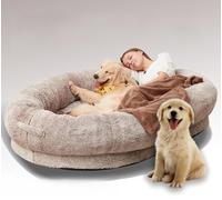 Cama para perros humanos para adultos, cama gigante lavable esponjosa con manta, cama grande y cómoda para perros, perfecta para relajarse y siestas acogedoras
