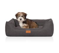 Cama para perros Knuffelwuff Lotte de terciopelo cosida a mano con costuras finas Gris
