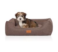 Cama para perros Knuffelwuff Lotte de terciopelo cosida a mano con costuras finas Pardo grisáceo