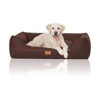 Cama para perros Knuffelwuff Lotte de terciopelo cosida a mano con costuras finas XL, 105 x 75 cm, marrón