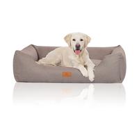 Cama para perros Knuffelwuff Lotte de terciopelo cosida a mano con costuras finas XXL, 120 x 85 cm, gris claro