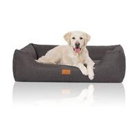 Cama para perros Knuffelwuff Lotte de terciopelo cosida a mano con costuras finas XXL, 120 x 85 cm, gris