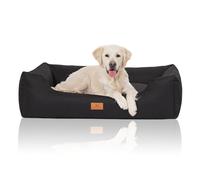 Cama para perros Knuffelwuff Lotte de terciopelo cosida a mano con costuras finas XXL, 120 x 85 cm, negra