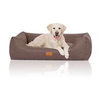 Cama para perros Knuffelwuff Lotte de terciopelo cosida a mano con costuras finas XXL, 120 x 85 cm, pardo grisáceo