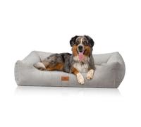 Cama para perros Knuffelwuff Olivia de pana cosida a mano S 70 x 50cm Gris claro