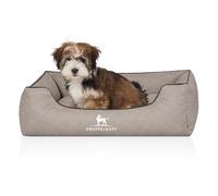 Cama para perros Knuffelwuff Scottsdale de cuero sintético M-L, 85 x 63 cm, gris claro