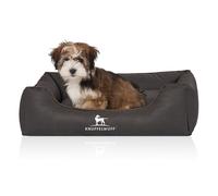 Cama para perros Knuffelwuff Scottsdale de cuero sintético M-L, 85 x 63 cm, negra