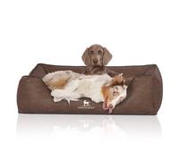 Cama para perros Knuffelwuff Scottsdale de cuero sintético XL, 105 x 75 cm, marrón
