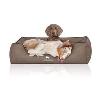 Cama para perros Knuffelwuff Scottsdale de cuero sintético XL, 105 x 75 cm, piedra