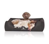 Cama para perros Knuffelwuff Scottsdale de cuero sintético XXL, 120 x 85 cm, negra
