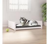 Cama para perros madera maciza de pino blanco 105,5x75,5x28 cm