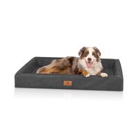 Cama para perros ortopédica Knuffelwuff Austin de cuero artificial S 70 x 50cm Negro
