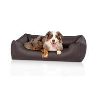 Cama para perros ortopédica Knuffelwuff Montana de cuero artificial S 70 x 50cm Marrón