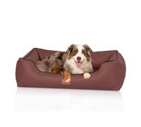 Cama para perros ortopédica Knuffelwuff Montana de cuero artificial S 70 x 50cm Marrón-rojizo
