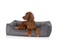 Cama para perros ortopédica Knuffelwuff Nunavut de pana cosida a mano S 70 x 50cm Gris