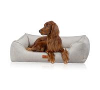 Cama para perros ortopédica Knuffelwuff Nunavut de pana cosida a mano S 70 x 50cm Gris claro