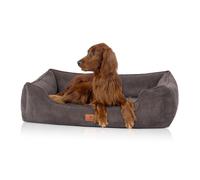 Cama para perros ortopédica Knuffelwuff Nunavut de pana cosida a mano S 70 x 50cm Gris parduzco