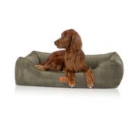 Cama para perros ortopédica Knuffelwuff Nunavut de pana cosida a mano S 70 x 50cm Khaki