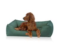 Cama para perros ortopédica Knuffelwuff Nunavut de pana cosida a mano S 70 x 50cm Petrol