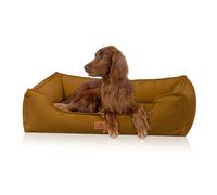 Cama para perros ortopédica Knuffelwuff Nunavut de pana cosida a mano XXL 120 x 85cm Mostaza
