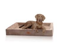 Cama para perros ortopédica Knuffelwuff Santiago de pana cosida a mano XL, 105 x 80 cm, marrón