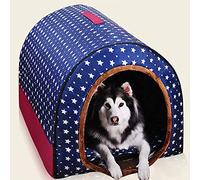 Cama para perros tamaño mediano y grande, casa para cachorros con techo, cojín cálido con calefacción 2 en 1, caseta portátil para perros, lavable, cómoda, calmante, sofá cama para mascotas con base