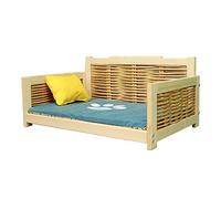 Cama para Perros Tejida De Ratán: para Mascotas Grandes/Medianas/Pequeñas, Sofá Elevado con Estera De Esponja, Distancia Al Suelo De 5 Cm, Sueño Mejorado (Color : Blue, Size : S(40x30x26cm)) vision