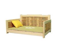 Cama para Perros Tejida De Ratán: para Mascotas Grandes/Medianas/Pequeñas, Sofá Elevado con Estera De Esponja, Distancia Al Suelo De 5 Cm, Sueño Mejorado (Color : Green, Size : XXL(100x60x34cm))