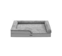Feandrea Cama Perro Grande, Caseta para Mascotas, Ortopédica con Espuma Corrugada, Bordes Elevados Acolchados, Funda Extraíble Motivo Rosa Peluche, 122 x 89 x 18 cm, Gris Paloma PGW254G01